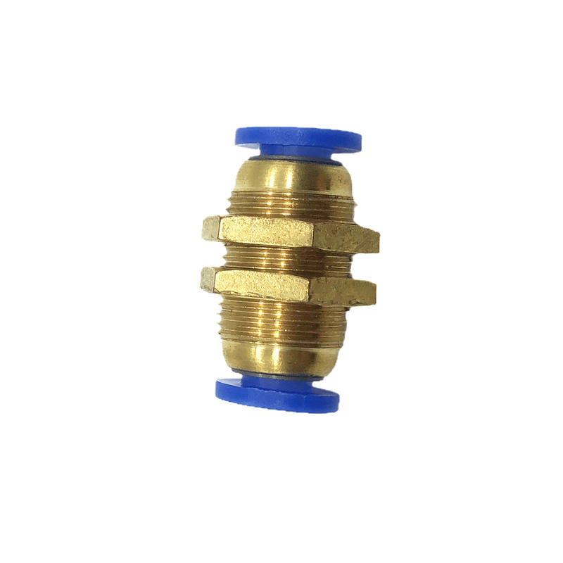 YUMO Gas Pipe Quick Insertion Quick Connector Through Plate Straight Bulkhead Connector PM-6